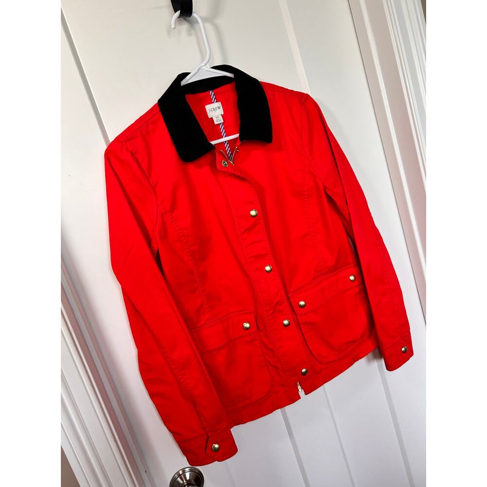 J. Crew Women's Corduroy Collar Full Zip Barn Coat Jacket Outdoor Red‎ Size XS
